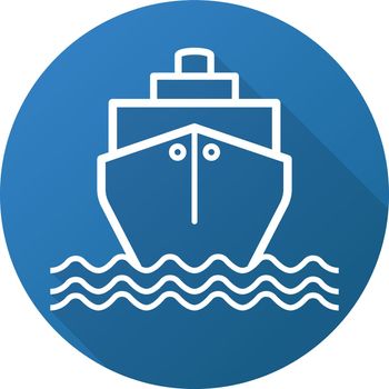 Cruise ship flat linear long shadow icon