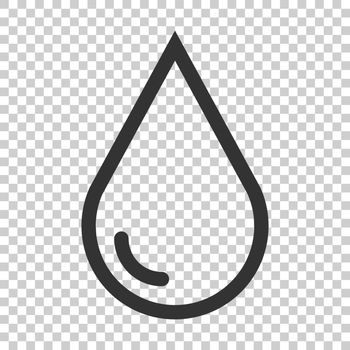 Water drop icon in flat style. Raindrop vector illustration on isolated background. Droplet water blob business concept.
