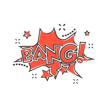 Vector cartoon bang comic sound effects icon in comic style. Sound bubble speech sign illustration pictogram. Bang business splash effect concept.