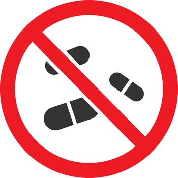 Forbidden sign with pills glyph icon