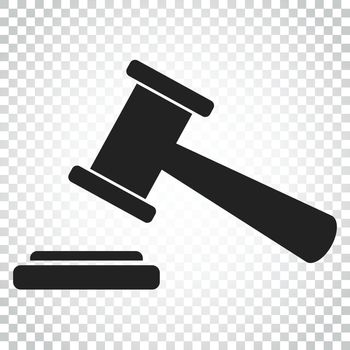 Auction hammer vector icon. Court tribunal flat icon. Simple business concept pictogram on isolated background.