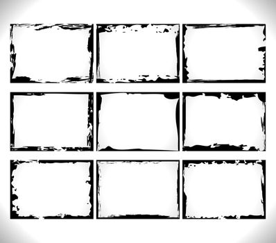 Vector Design horizontal Black blank Grunge Frame Set