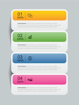 4 data infographics tab paper index template. Vector illustration abstract background.