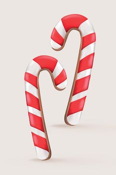 Christmas candy cane, 3D design vector