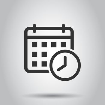 Calendar agenda icon in flat style. Planner vector illustration on white background. Calendar business concept.