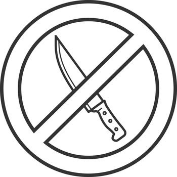 Forbidden sign with knife linear icon