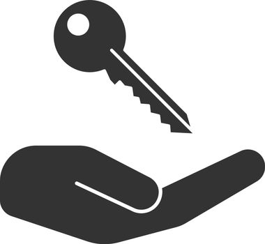 Open hand with key glyph icon