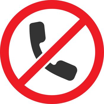 Forbidden sign with handset glyph icon