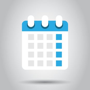 Calendar agenda icon in flat style. Planner vector illustration on white background. Calendar business concept.