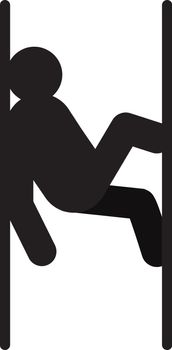 Man climbing between two walls silhouette icon