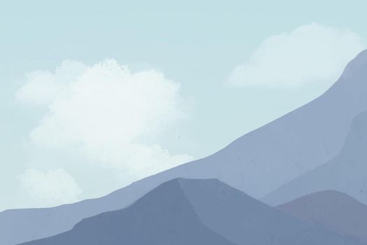 Blue mountain clouds vector, minimal aesthetics 