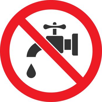 Forbidden sign with faucet glyph icon