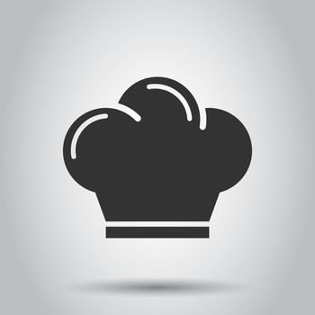 Chef hat icon in flat style. Cooker cap vector illustration on white background. Chef restaurant business concept.