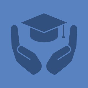Open palms with graduation cap glyph color icon
