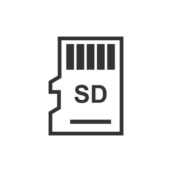 Micro SD card icon in flat style. Memory chip vector illustration on white isolated background. Storage adapter business concept.