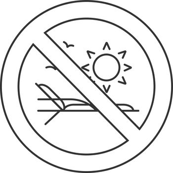 Forbidden sign with sun lounger linear icon