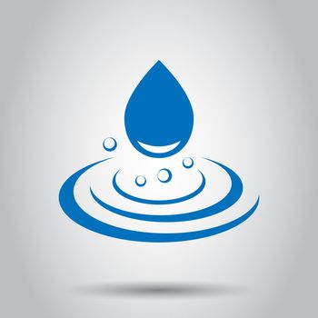 Water drop icon in flat style. Raindrop vector illustration on white background. Droplet water blob business concept.