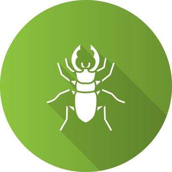 Stag beetle flat design long shadow glyph icon