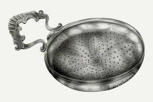 Silver lemon strainer illustration vector, remixed from the artwork by Kalamian Walton