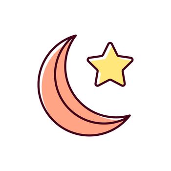 Star and crescent RGB color icon