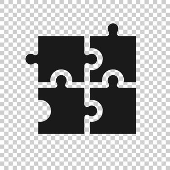 Puzzle compatible icon in transparent style. Jigsaw agreement vector illustration on isolated background. Cooperation solution business concept.