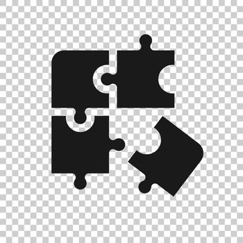 Puzzle compatible icon in transparent style. Jigsaw agreement vector illustration on isolated background. Cooperation solution business concept.