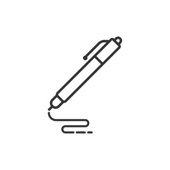 Pen icon in flat style. Ballpoint vector illustration on white isolated background. Office stationery business concept.