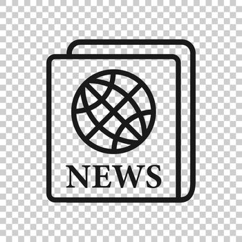 Newspaper icon in transparent style. News vector illustration on isolated background. Newsletter business concept.