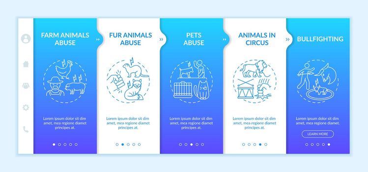 Animal abuse onboarding vector template