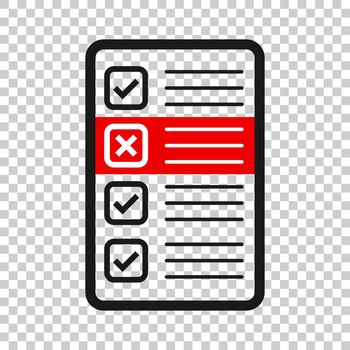 Questionnaire icon in transparent style. Online survey vector illustration on isolated background. Checklist report business concept.