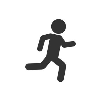 Running people sign icon in flat style. Run silhouette vector illustration on white isolated background. Motion jogging business concept.