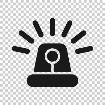 Emergency siren icon in transparent style. Police alarm vector illustration on isolated background. Medical alert business concept.