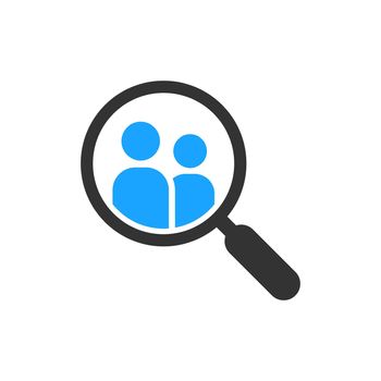 Search job vacancy icon in flat style. Loupe career vector illustration on white isolated background. Find people employer business concept.