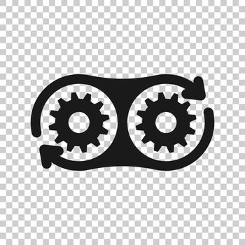 Development icon in transparent style. Devops vector illustration on isolated background. Cog with arrow business concept.