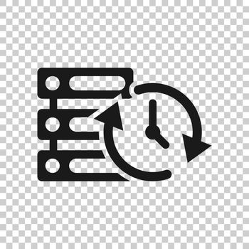 Data center icon in transparent style. Clock vector illustration on isolated background. Watch business concept.
