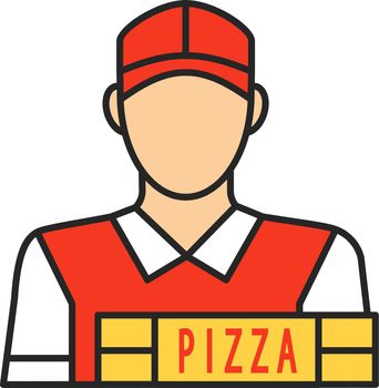 Pizza deliveryman color icon