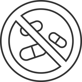 Forbidden sign with pills linear icon