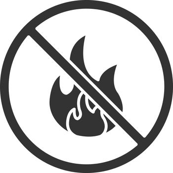 Forbidden sign with fire glyph icon