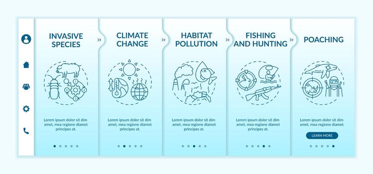 Ecological damage onboarding vector template