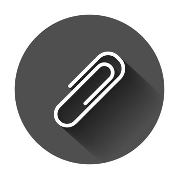 Paper clip attachment vector icon. Paperclip illustration with long shadow. Attach file business document.
