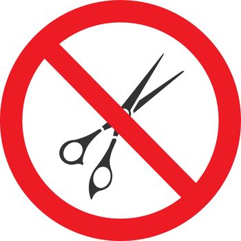 Forbidden sign with scissors glyph icon