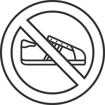 Forbidden sign with sneaker linear icon
