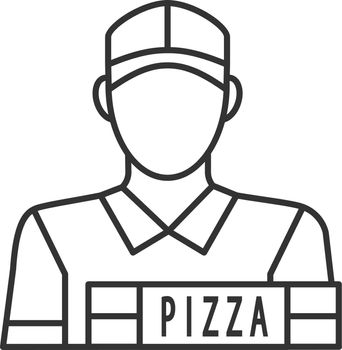 Pizza deliveryman linear icon