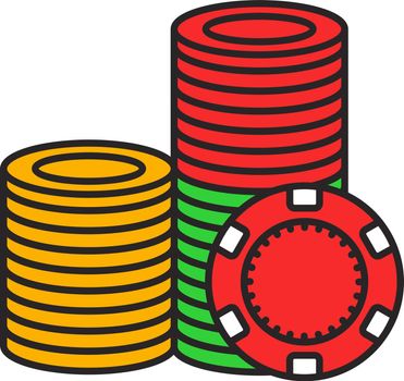 Casino chips stack color icon
