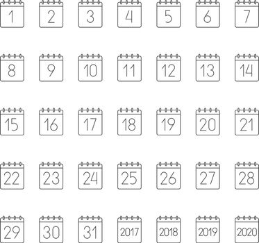 Month calendar linear icons set