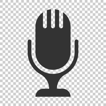 Microphone icon in flat style. Mic broadcast vector illustration on isolated background. Microphone mike speech business concept.