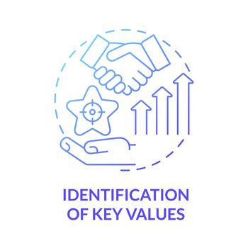 Key values identification blue gradient concept icon