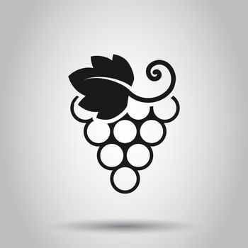 Grape fruits sign icon in flat style. Grapevine vector illustration on isolated background. Wine grapes business concept.