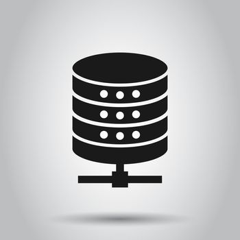 Data center icon in flat style. Server vector illustration on isolated background. Security business concept.