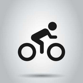 People on bicycle sign icon in flat style. Bike vector illustration on isolated background. Men cycling business concept.